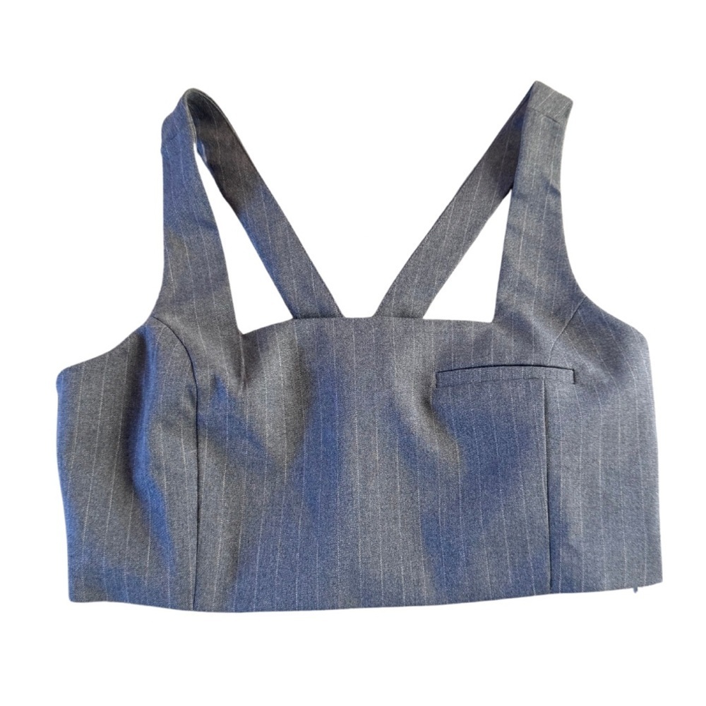 Torn by Ronny Kobo Gray Pinstripe Crop Top